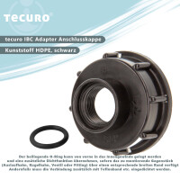 tecuro IBC Adapter Anschlusskappe mit Grobgewinde S60 x 6 und Innengewinde 3/4 Zoll, HDPE