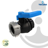tecuro IBC Adapter Kugelventil mit beidseitig Grobgewinde S60 x 6 , HDPE-schwarz