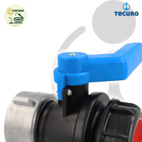 tecuro IBC Adapter Kugelventil mit beidseitig Grobgewinde S60 x 6 , HDPE-schwarz