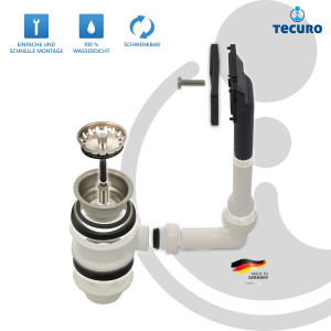 tecuro Spülen-Siebkorbventil Ø 70 mm (1 1/2 Zoll) mit Überlauf 38x64 mm
