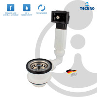 tecuro Spülen-Siebkorbventil Ø 70 mm (1 1/2 Zoll) mit Überlauf 38x64 mm