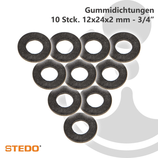 STEDO Gummi Dichtung, für Überwurfmutter WM Schlauch 12 x 24 x 2 mm (VE 10 Stück)