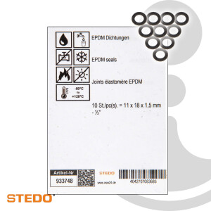 STEDO EPDM Dichtung, 11 x 18 x 1,5 mm (VE 10 Stück)