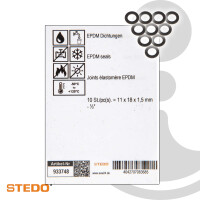 STEDO EPDM Dichtung, 11 x 18 x 1,5 mm (VE 10 Stück)