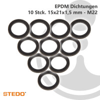 STEDO EPDM Dichtung, 15 x 21 x 1,5 mm M22 (VE 10 Stück)