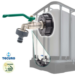 tecuro Kugelauslaufventil mit Steckkupplung/Schnellkupplung und IBC Adapter Grobgewinde S60 x 6
