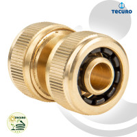 tecuro Schlauchverbinder für Wasserschläuche 1/2 Zoll (13 mm) - messing-blank