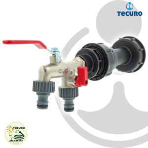 tecuro Doppel-Kugelauslaufventil mit Steckkupplung und IBC Verlängerung S60 x 6