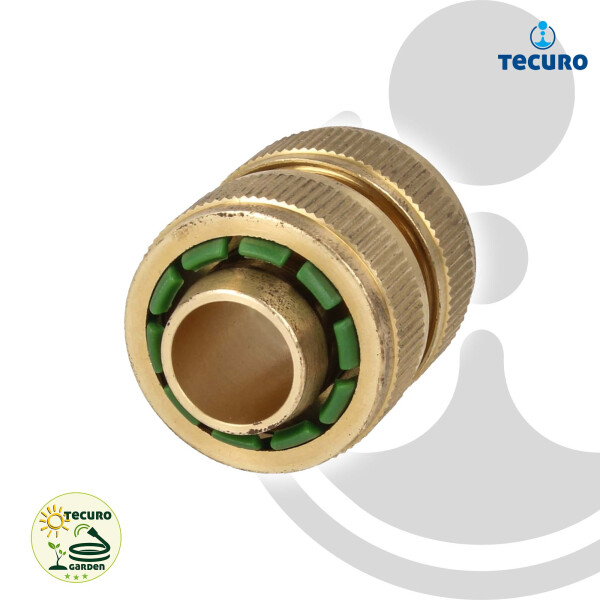 tecuro Schlauchverbinder für Wasserschläuche 3/4 Zoll (19 mm) - Messing-blank