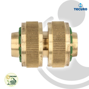 tecuro Schlauchverbinder für Wasserschläuche 3/4 Zoll (19 mm) - Messing-blank