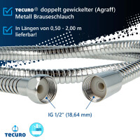 tecuro Metall Agraff Brauseschlauch, doppelt gewickelt - hochglanzverchromt