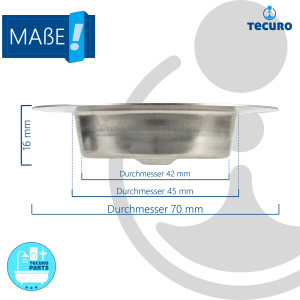 tecuro Nirosta-Ventiloberteil Siebplatte für Ablaufventil - Ø 70 mm (1 1/2 Zoll)