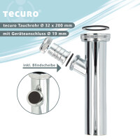 tecuro Tauchrohr Verstellrohr Ø 32 x 200 mm mit Geräteanschluss Ø 19 mm - verchromt