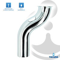 tecuro MS-Bördelrohr Ø 32 mm, S-Form, Versatz 50 mm für Siphon, Messing verchromt