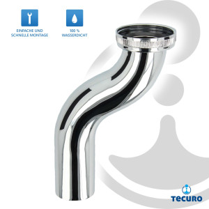 tecuro MS-Bördelrohr Ø 32 mm, S-Form, Versatz 50 mm, mit Überwurfmutter & Flachdichtung