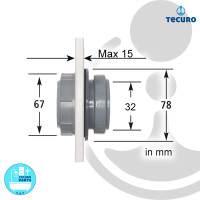 tecuro Anschraub-Muffe DN 32 Rohraufnahme, für Reinigungsdeckel - KS-grau