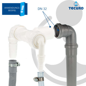 tecuro Ablauf-Doppelanschluss für 2 x Waschmaschine und/oder Trockner Komplettset