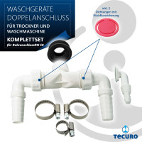 tecuro Ablauf-Doppelanschluss Ø 32/50 mm, für Waschmaschine und/oder Trockner Komplettset