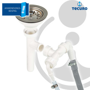 tecuro Ablauf-Doppelanschluss für Waschmaschine und/oder Trockner, 1 Zoll ÜWM - Komplettset