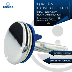 tecuro Hahnlochstopfen Deckrosette Hahnlochdeckel Ø 48 mm Metall hochglanzverchromt