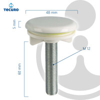 tecuro Hahnlochstopfen Deckrosette Hahnlochdeckel Ø 48 mm weiß RAL 9010