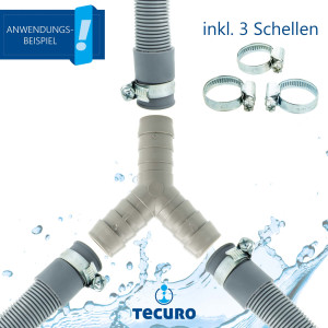 tecuro Y-Verbindungssatz für Ablaufschläuche Ø 19-21 mm von Wasch-, Spülmaschinen