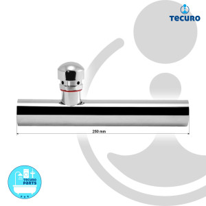tecuro Wandrohr 250 mm mit Rohrbelüfter für Siphon Geruchsverschluss, Messing verchromt