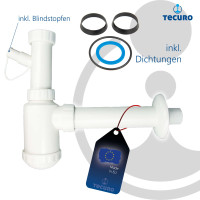 tecuro Flaschensiphon mit Geräteanschluss für Spülbecken Ausgussbecken, 1 1/2 Zoll - Kunststoff weiß