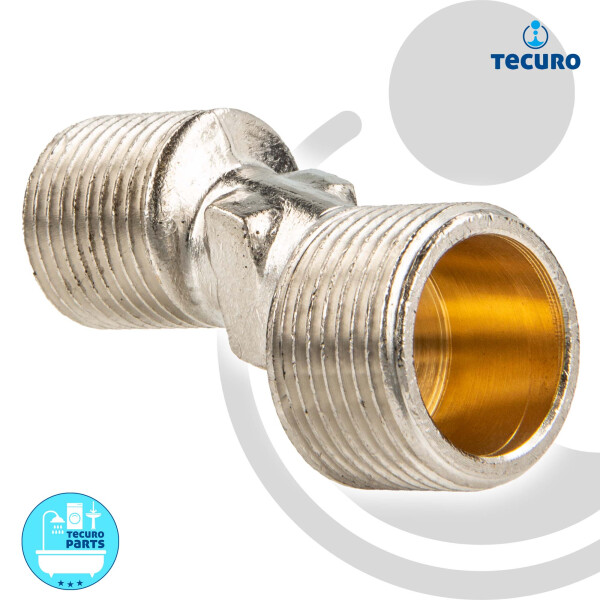 tecuro S-Anschluss für Wandarmaturen 3/4 x 1/2 Zoll, Messing vernickelt