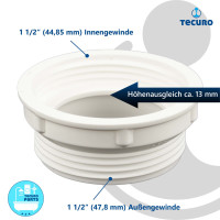 tecuro Höhen-Ausgleichsstück für Siphon-Ablauf 1 1/2 IG x 1 1/2 AG