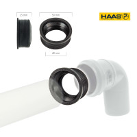 Haas 3166 Siphon-Gummimanschette für Gussrohr Abflussrohr Außen Ø 50 mm x Innen Ø 40 mm