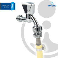 tecuro Auslaufventil 1/2 Zoll, Haubengriff, Rohrbelüfter DVGW, Schlauchtülle, Wandrosette - MS hochglanzverchromt