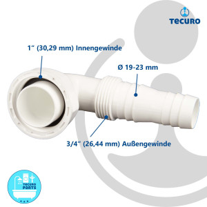 tecuro Geräteanschlusstülle 90° extra lang, für Spülensiphon