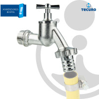 tecuro Auslaufventil 3/4 Zoll, Knebeloberteil, Steckkupplung - Messing mattverchromt
