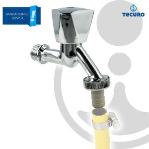 tecuro Auslaufventil 1/2 Zoll, Haubengriff, Schlauchtülle - MS hochglanzverchromt