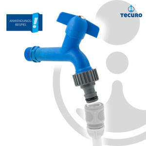 tecuro KTW-Auslaufventil 1/2 Zoll mit Steckkupplung, blau