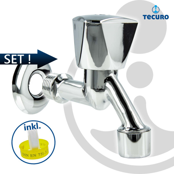 tecuro Auslaufventil mit Haubengriff 1/2 Zoll - Messing hochglanzverchromt