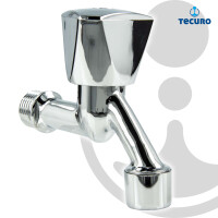 tecuro Auslaufventil mit Haubengriff 1/2 Zoll, mit Strahregler, Messing hochglanzverchromt