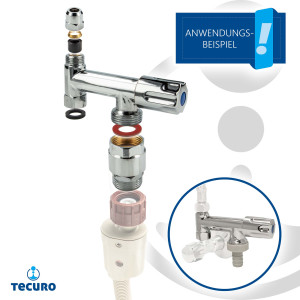tecuro Geräteventil Eckfix mit Rohrbelüfter, zur Montage auf Eckventil, Messing verchromt