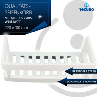 tecuro Design Seifenkorb Schwammkorb 220 x 100 x 85 mm, mattweiß pulverbeschichtet