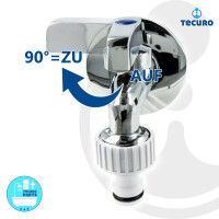 tecuro Mini-Kugelauslaufventil 1/2 Zoll x 3/4 Zoll inkl. Wandrosette, Messing-verchromt