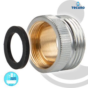 tecuro Aufnahme Adapter Übergangsstück M22 x 1 IG x 3/4 Zoll AG, Messing hochglanzverchromt