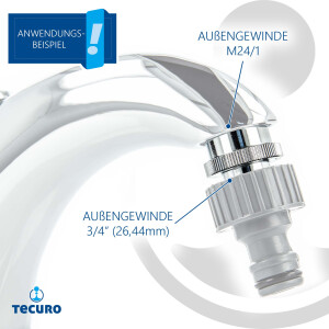 tecuro Aufnahme Adapter Übergangsstück M24 x 1 AG x 3/4 Zoll AG, Messing hochglanzverchromt