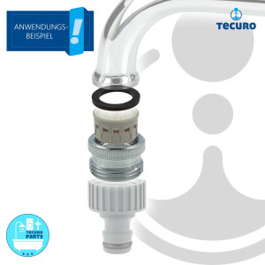 tecuro Aufnahme Adapter Übergangsstück M22 x 1 IG mit Strahlregler x 3/4 Zoll AG, Steckkupplung, MS hochglanzverchromt