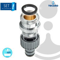 tecuro Aufnahme Adapter Übergangsstück M24 x 1 AG x 1/2 Zoll AG, Steckkupplung, MS hochglanzverchromt