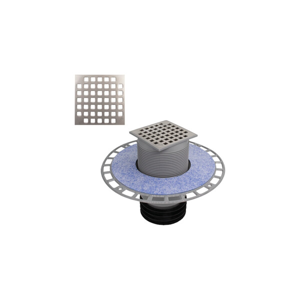 Airfit Profi-Plus Bodenablauf (Ablaufrost aufliegend) mit Dichtungsflansch DN 110/90/50 und Spitzende DN 110, 60202BA