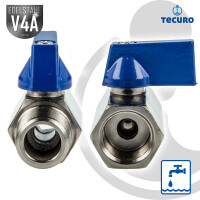 tecuro Mini Kugelhahn Edelstahl V4A (AISI 316), IG/AG nach ISO 228/1, 40 bar
