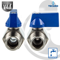 tecuro Mini Kugelhahn Edelstahl V4A (AISI 316), IG/AG nach ISO 228/1, 40 bar