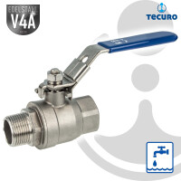 tecuro Edelstahl V4A (AISI 316) Kugelhahn 1/2 Zoll DN 15, AG/IG, PN 64, absperrbar