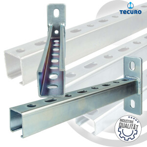 tecuro Schienenkonsole Typ 28/30 x 300 mm x 2,00 mm, Stahl galvanisch verzinkt C/U-Profil
